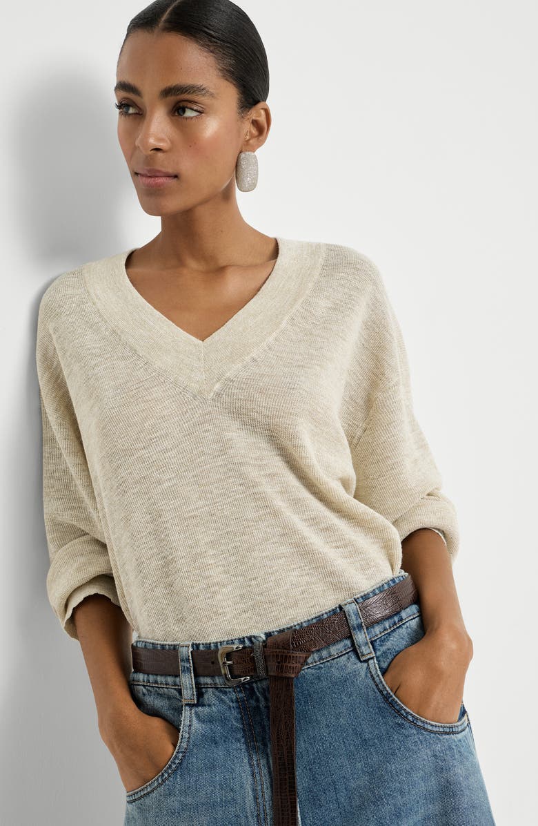 Brunello Cucinelli Linen sweater, Alternate, color, Military