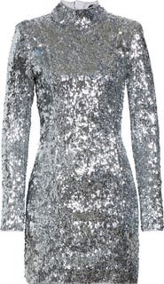 Balmain Long Sleeve Sequin Minidress