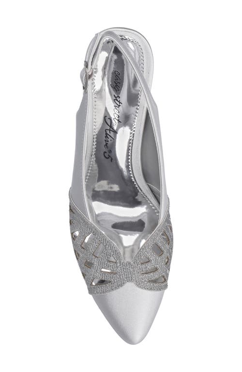 Easy Street Bizzy Womens Faux Leather Slingback Heels In Silver Satin