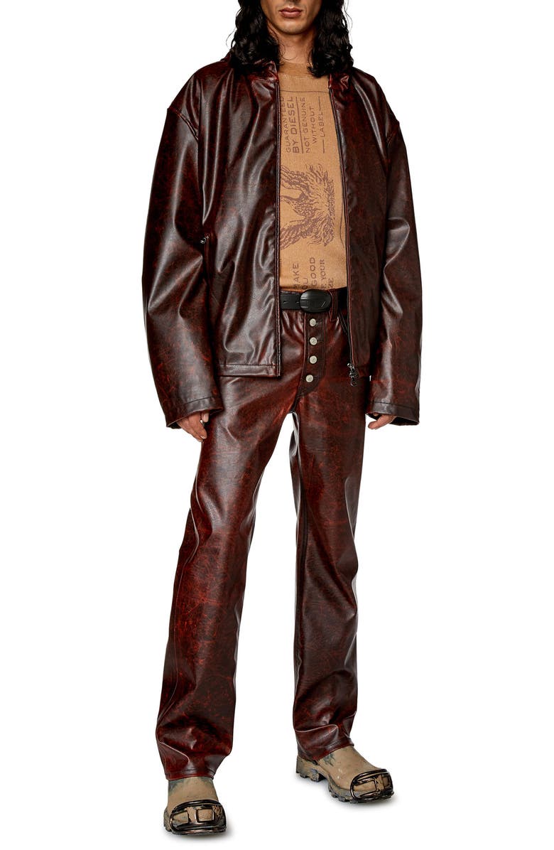 DIESEL<sup>®</sup> Ram Hooded Faux Leather Jacket, Alternate, color, 