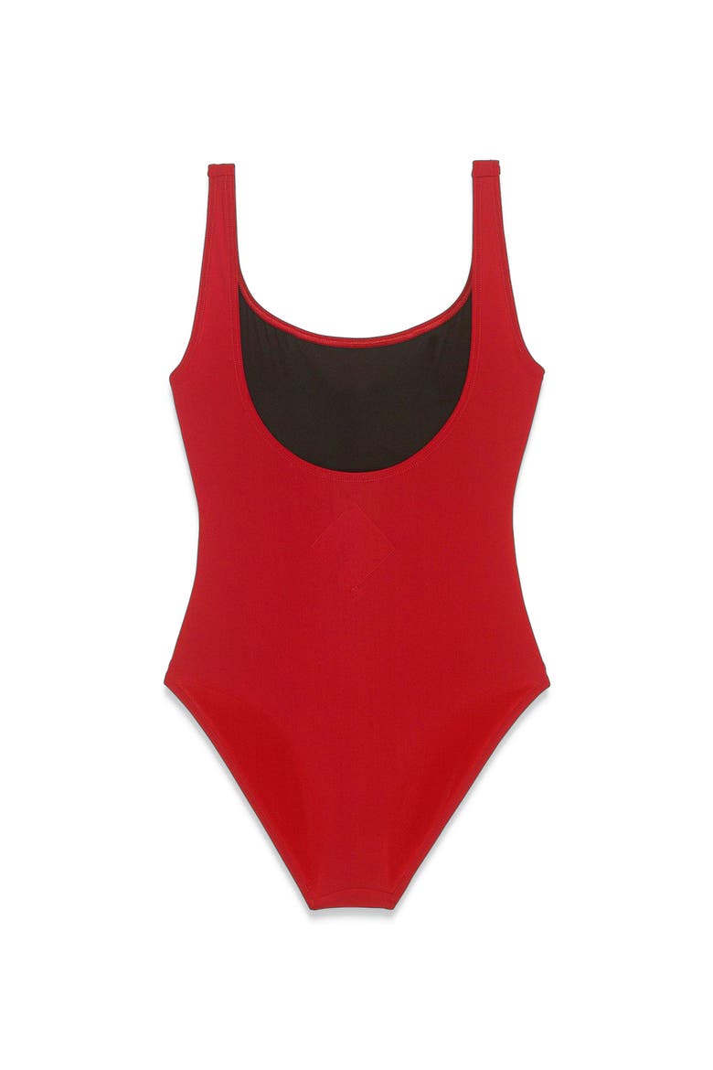 Logo Print Swimsuit, Alternate, color, Candy Red