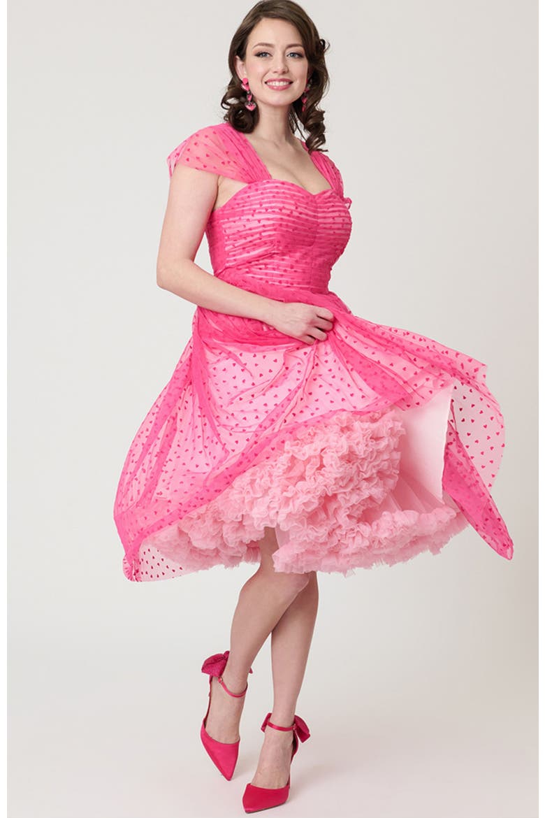 Garden State Swing Dress, Alternate, color, Pink W/Tiny Hearts