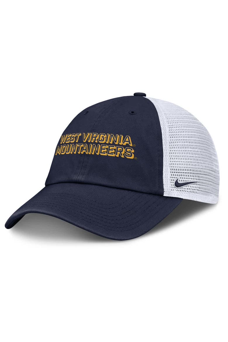 Men's Nike Navy West Virginia Mountaineers 2025 Gameday On-Field Club Adjustable Trucker Hat, Main, color, Navy
