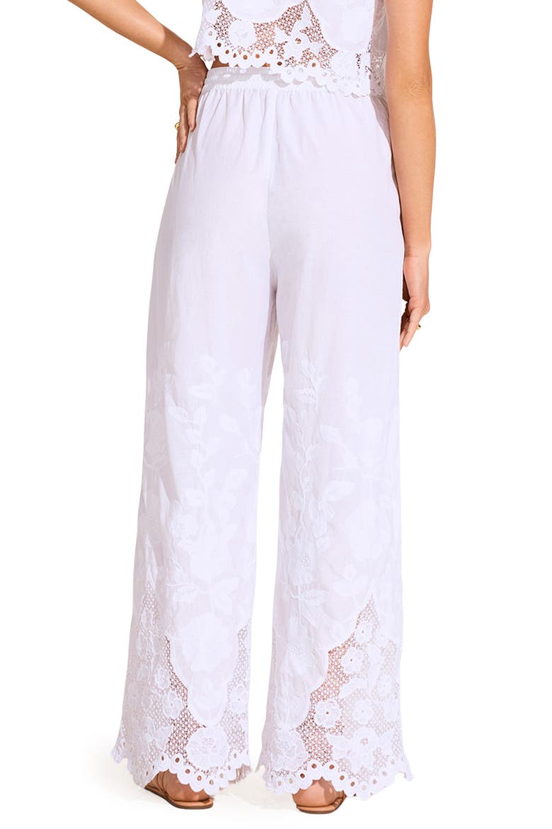 Floral Broderie Anglaise Cover-Up Pants, Alternate, color, WHITE