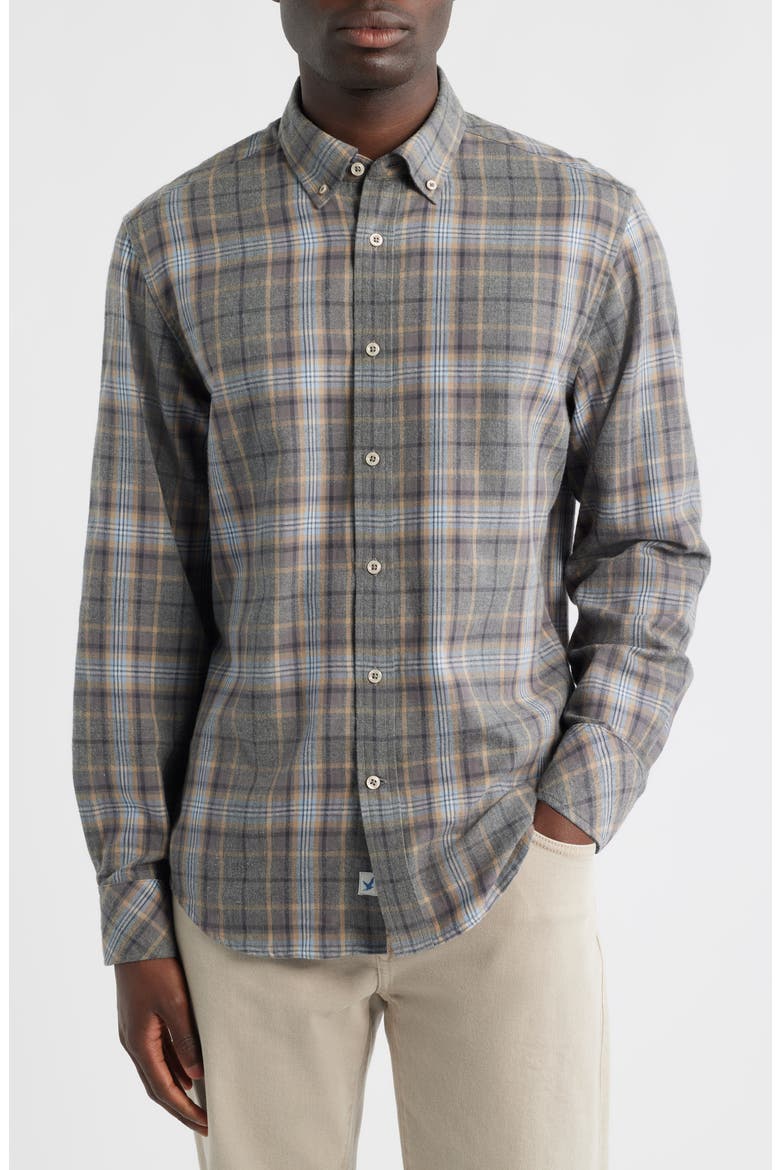 Franklin Modern Fit Plaid Cotton Button-Up Shirt, Main, color, COAL