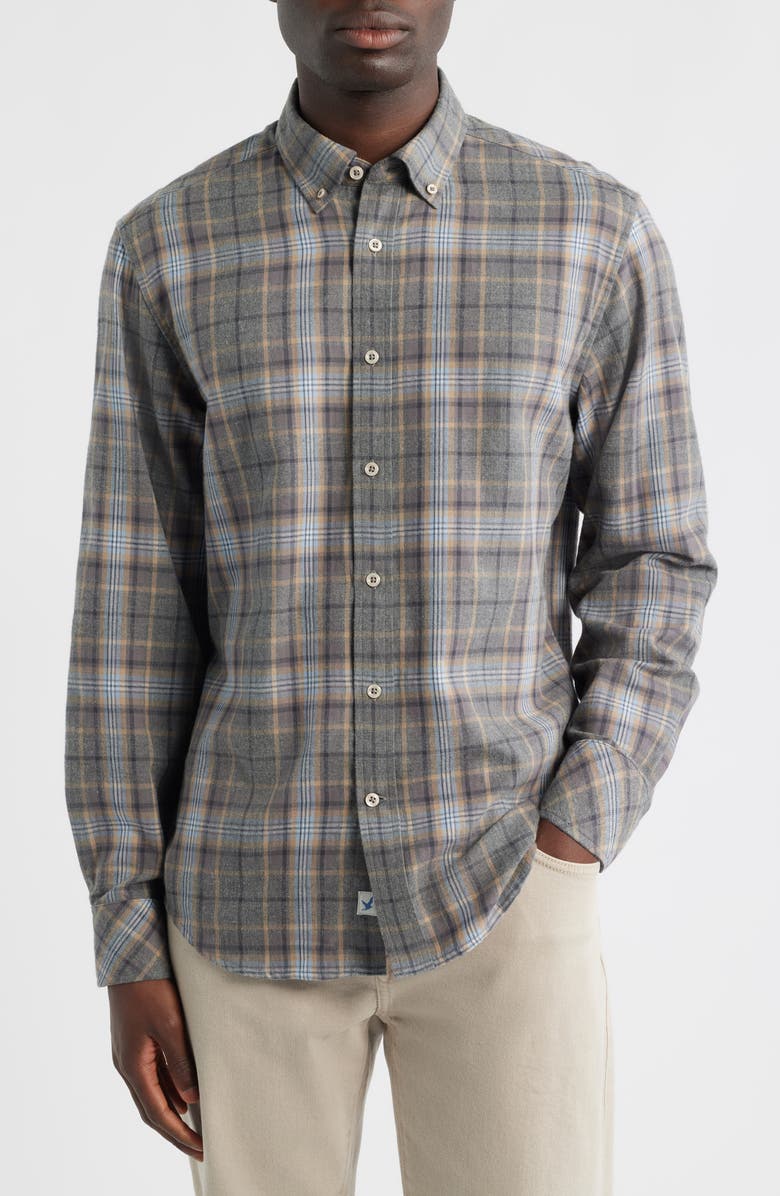 James Campbell Franklin Modern Fit Plaid Cotton Button-Up Shirt, Main, color, Coal