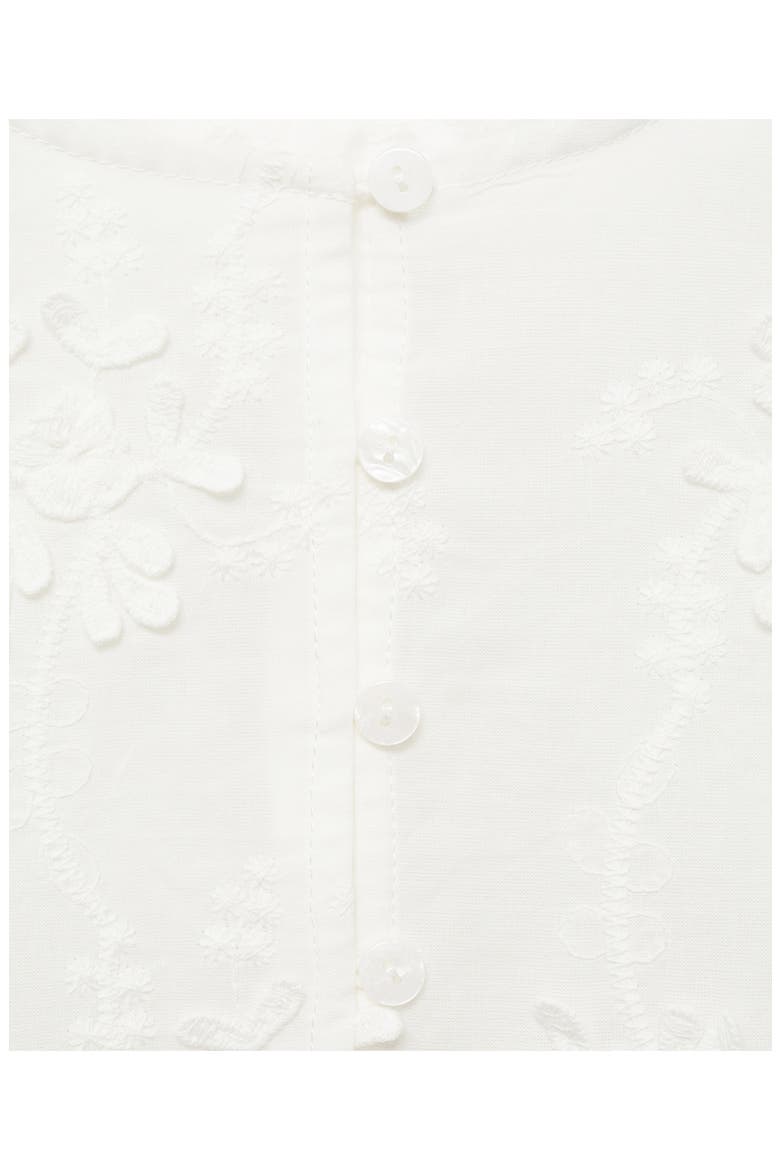 Floral Embroidered Cotton Peplum Button-Up Shirt, Alternate, color, OFF WHITE