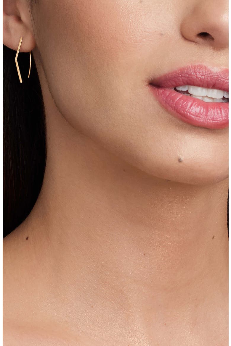 Flat Geometric Threader Hoop Earrings, Alternate, color, YELLOW