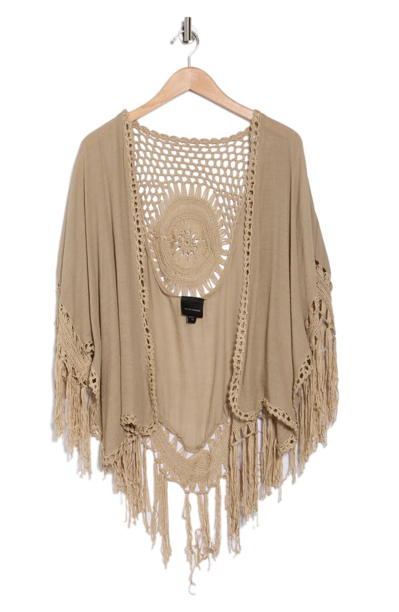 Forgotten Grace Crochet Fringe Cardigan, Alternate, color, Dark Taupe