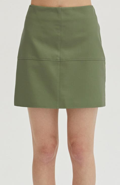 Small Green Leather Skirt Embossed Faux Snakeskin Olive High newest Waist Pencil Skirt