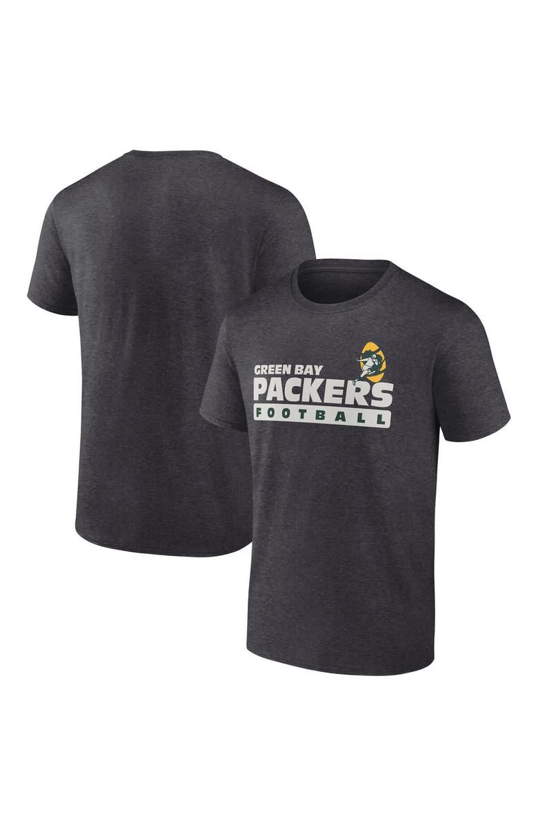 FANATICS Men's Fanatics Heather Charcoal Green Bay Packers Going Old School T-Shirt, Alternate, color, 