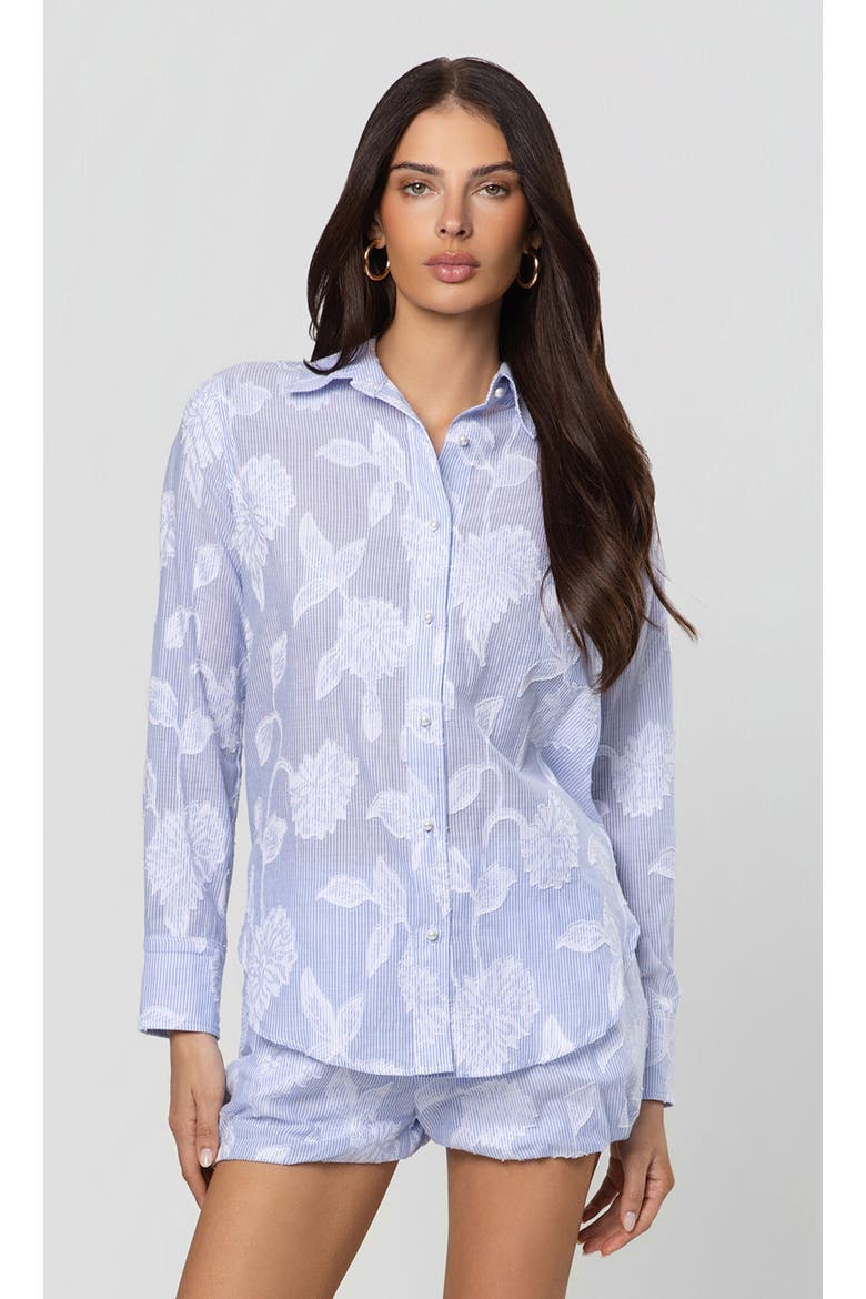 Malinda Floral Stripe Shirt, Main, color, Light Blue/White