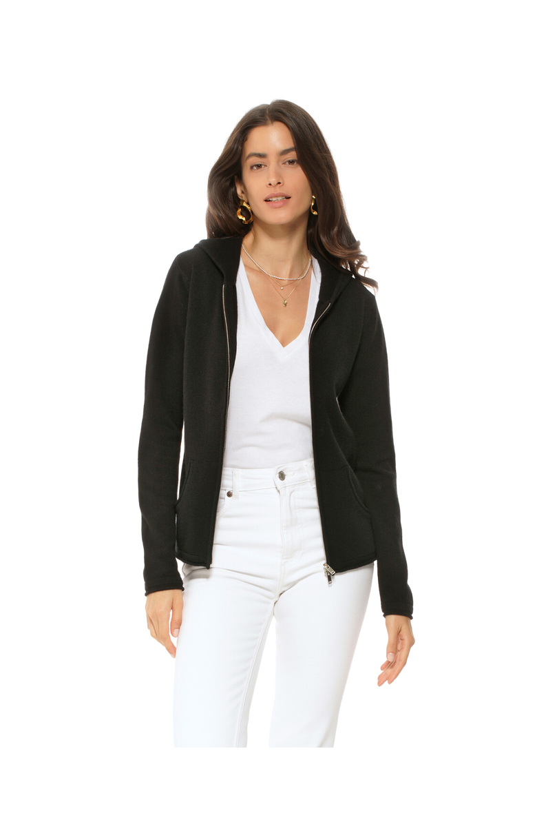 Monticelli Cashmere Pure Cashmere Double Zip Hoodie Sweater, Main, color, Black