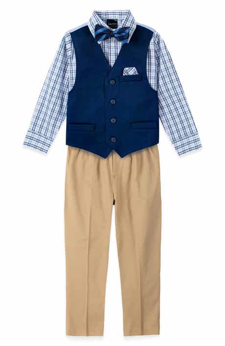 Nautica Kids' Solid Twill Vest, Shirt, Pants & Bow Tie Set