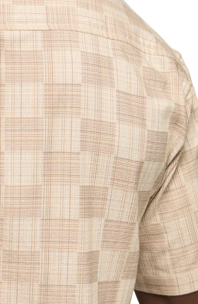 Lucky Brand Checker Cotton Blend Camp Shirt, Alternate, color,