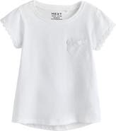 NEXT Kids' Daisy Embroidered Cotton Pocket T-Shirt