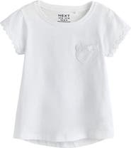 NEXT Kids' Daisy Embroidered Cotton Pocket T-Shirt