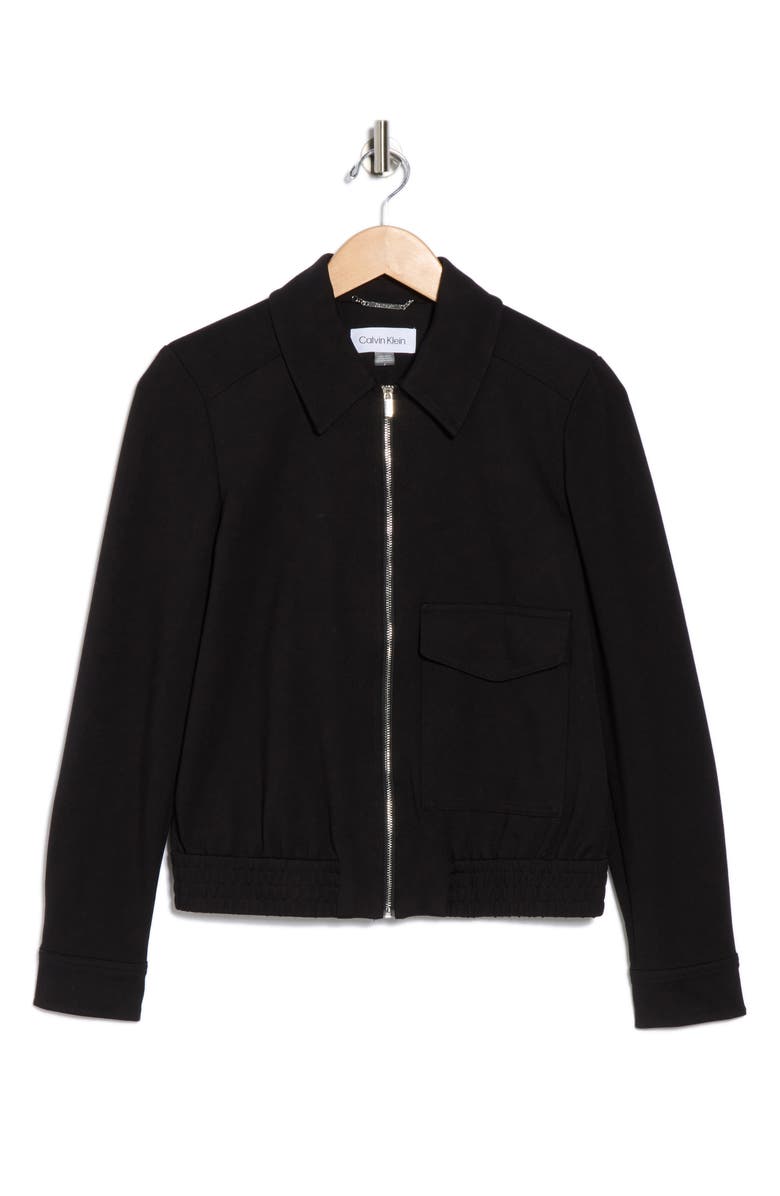 Calvin Klein Long Sleeve Bomber Jacket, Alternate, color, Black