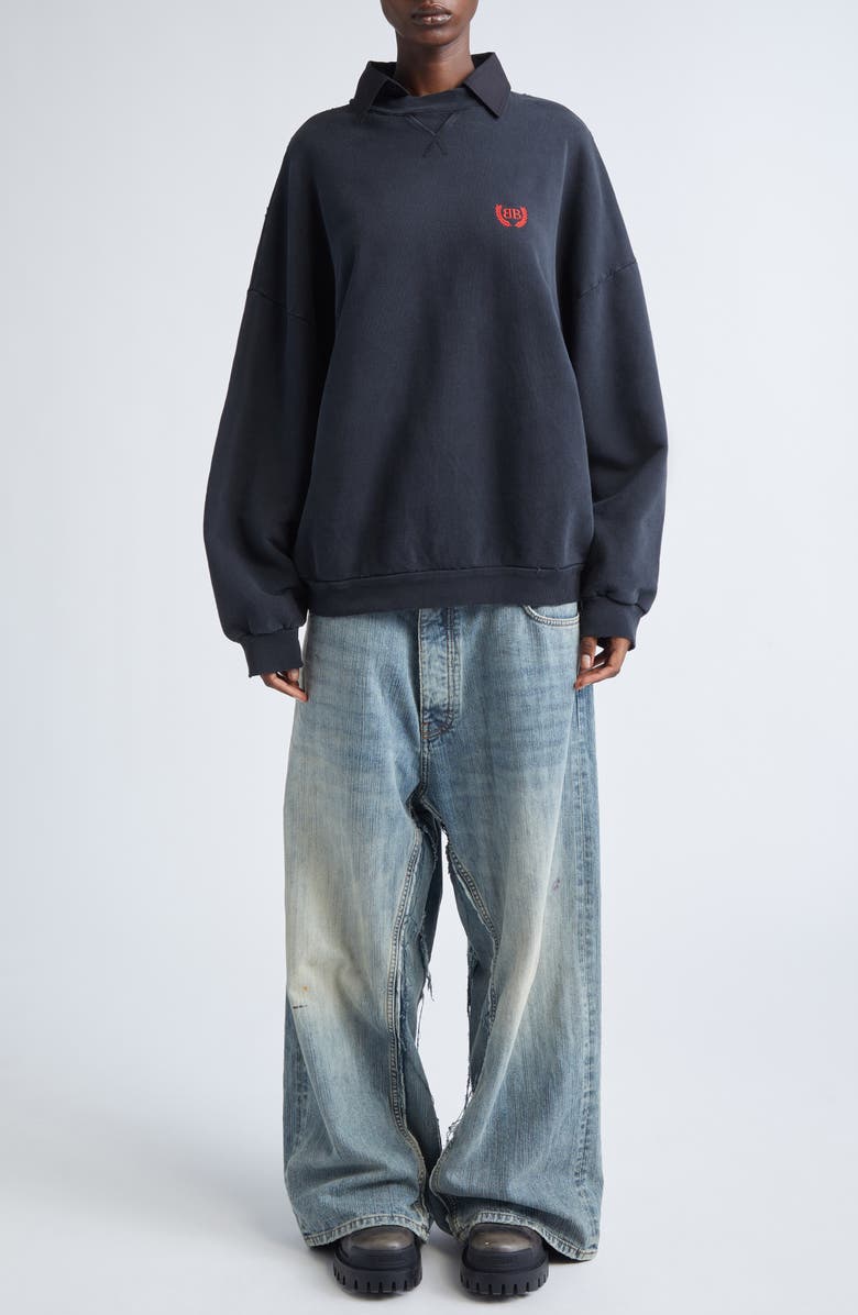 Balenciaga Distressed Layered Jeans, Alternate, color, 3969 Iced/ Stained