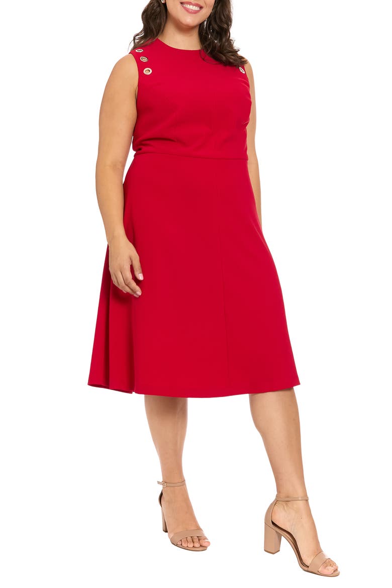 Grommet Sleeveless Midi Dress, Alternate, color, BAROQ RUBY
