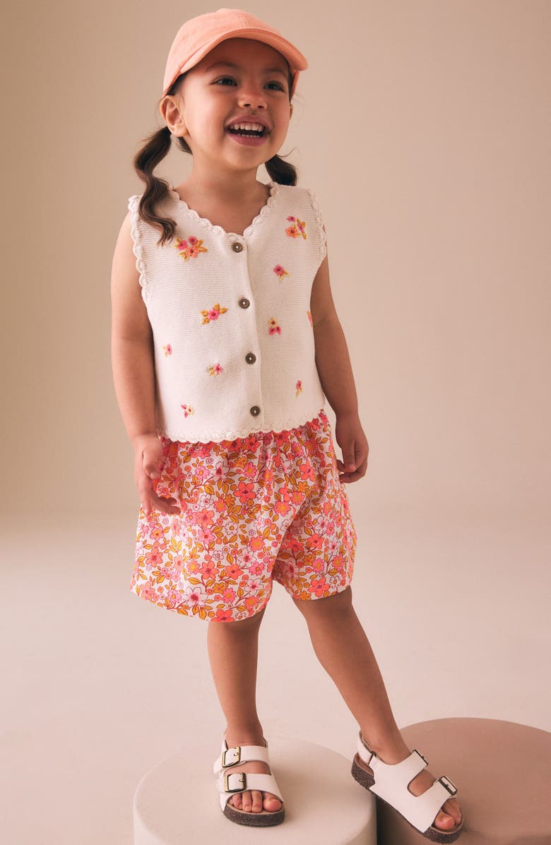NEXT Kids' Ditsy Floral Knit Vest & Shorts Set, Alternate, color, Neutral