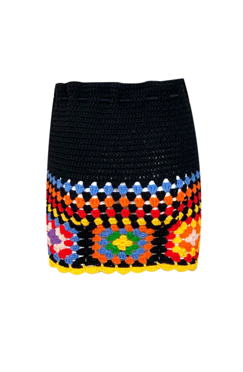 NESSI BYRD Kids' Floral Pattern Hand-Crochet Skirt-Cover Up, Alternate, color, Black