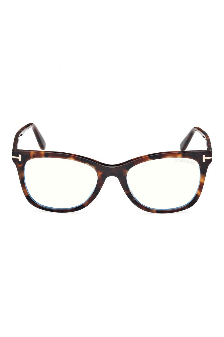 52mm Square Blue Light Blocking Glasses, Main, color, HAVANA ECO / T LOGO