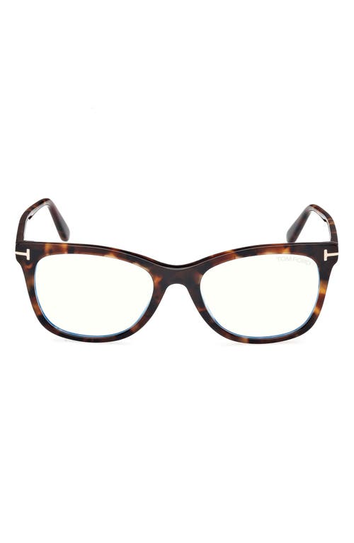 Tom Ford 52mm Square Blue Light Blocking Glasses In Brown
