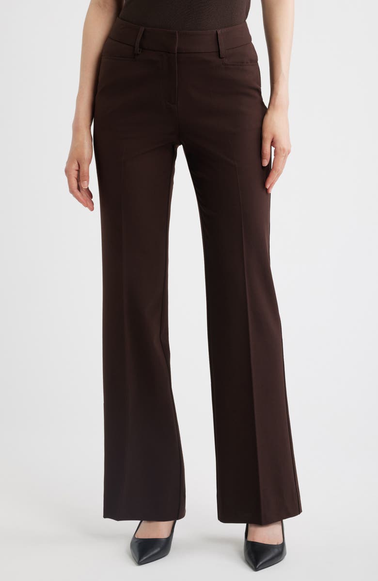 Tahari ASL Bird Eye Straight Leg Pants, Main, color, Espresso