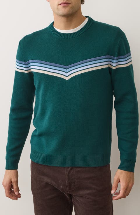 Dean Chevron Cotton Blend Crewneck Sweater