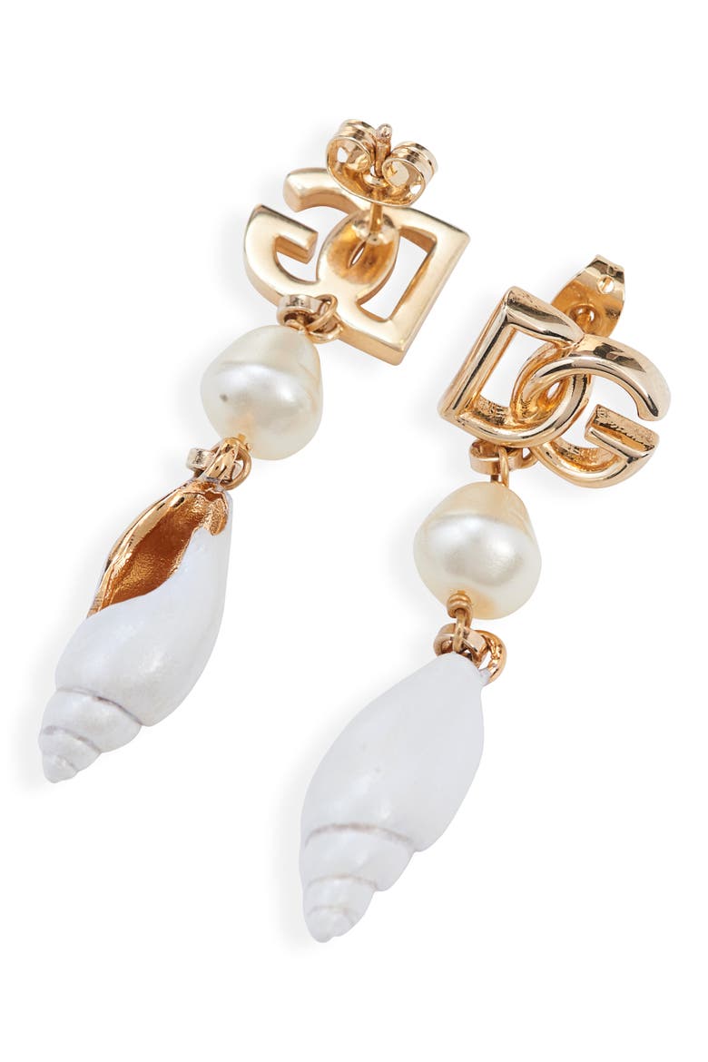 DG Shell Drop Earrings, Alternate, color, ZOO00 ORO