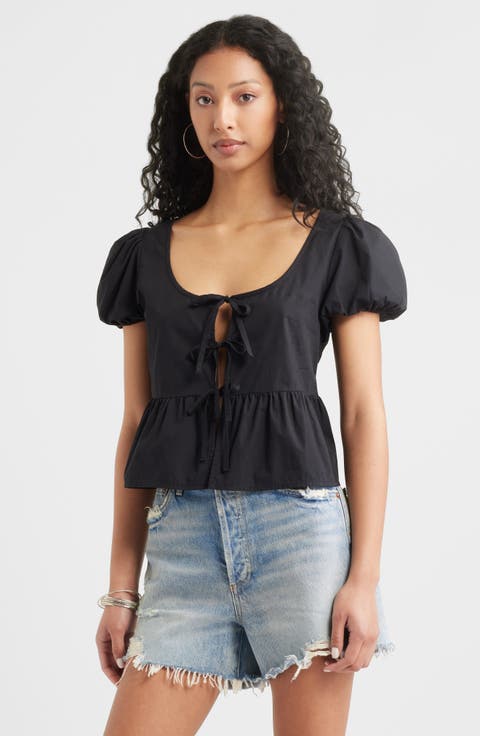 Tie Front Cotton Poplin Top