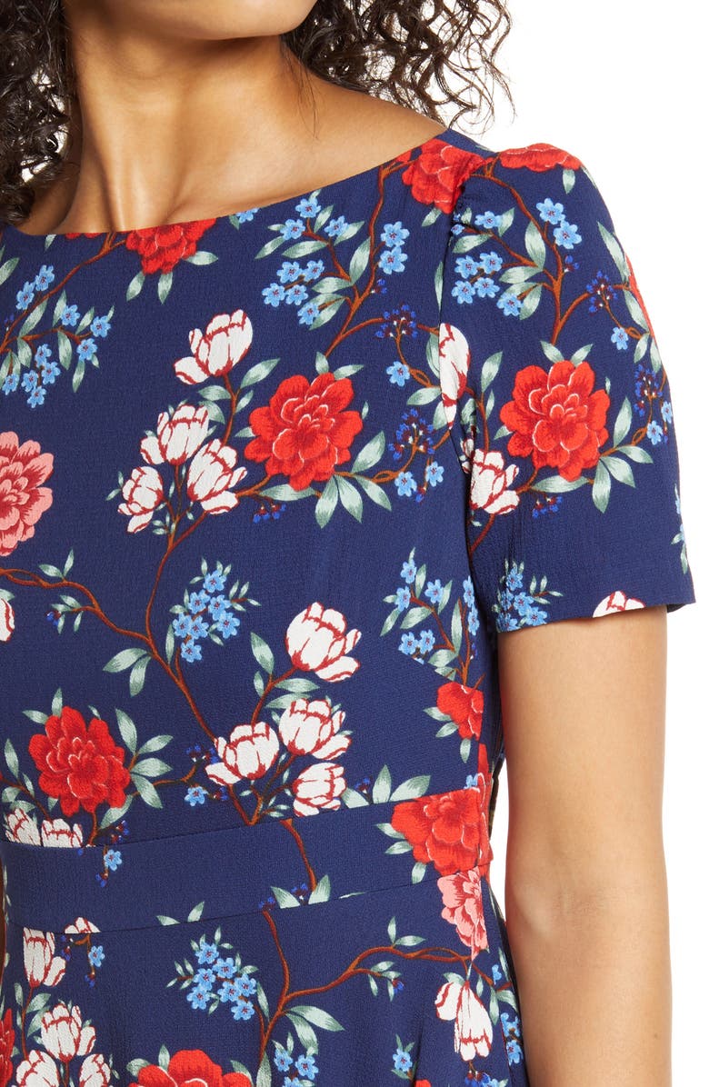 Harper Rose Floral Crepe A-Line Dress, Alternate, color,
