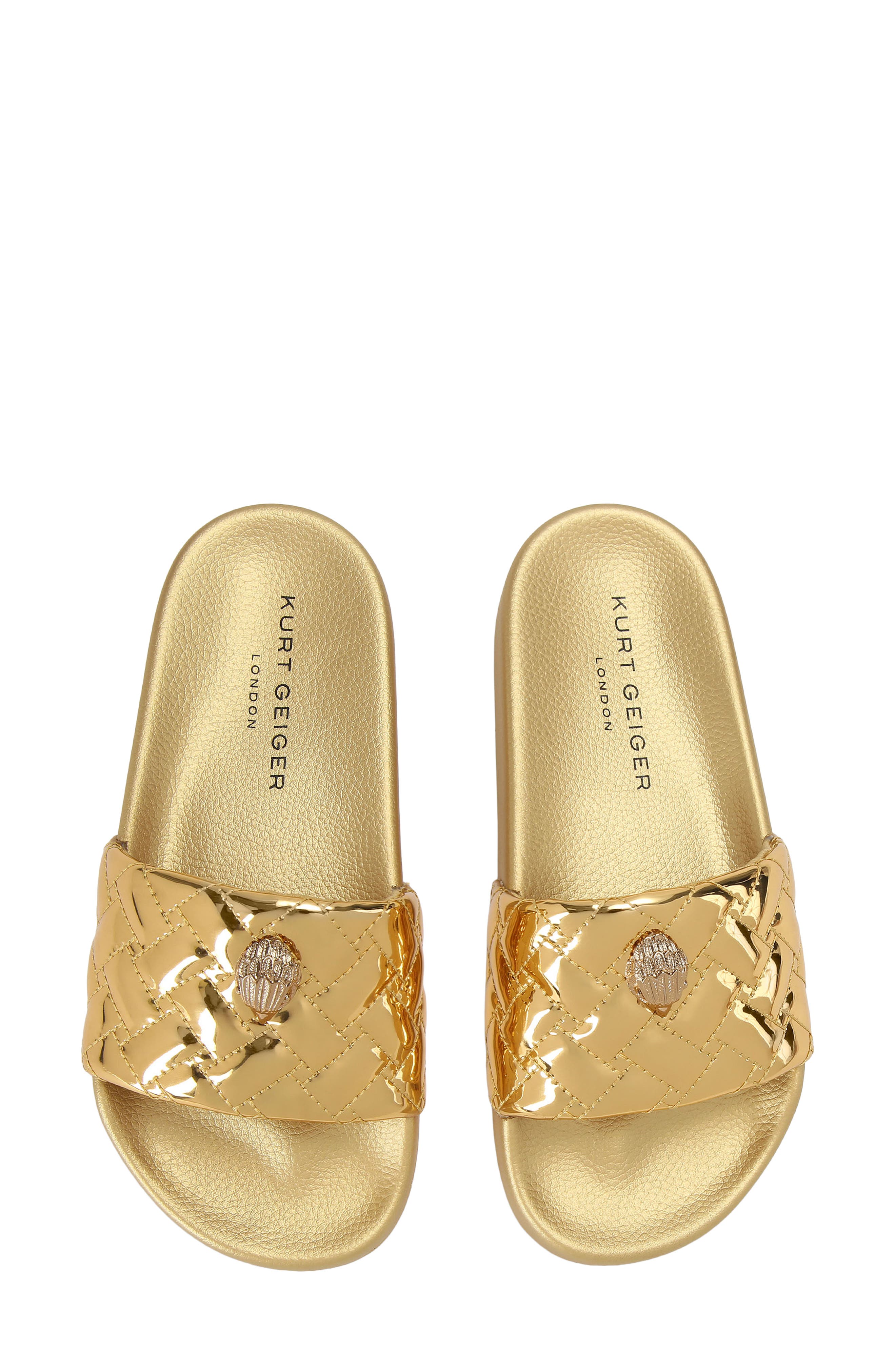 Meena Eagle Slide Sandal, Alternate, color, GOLD