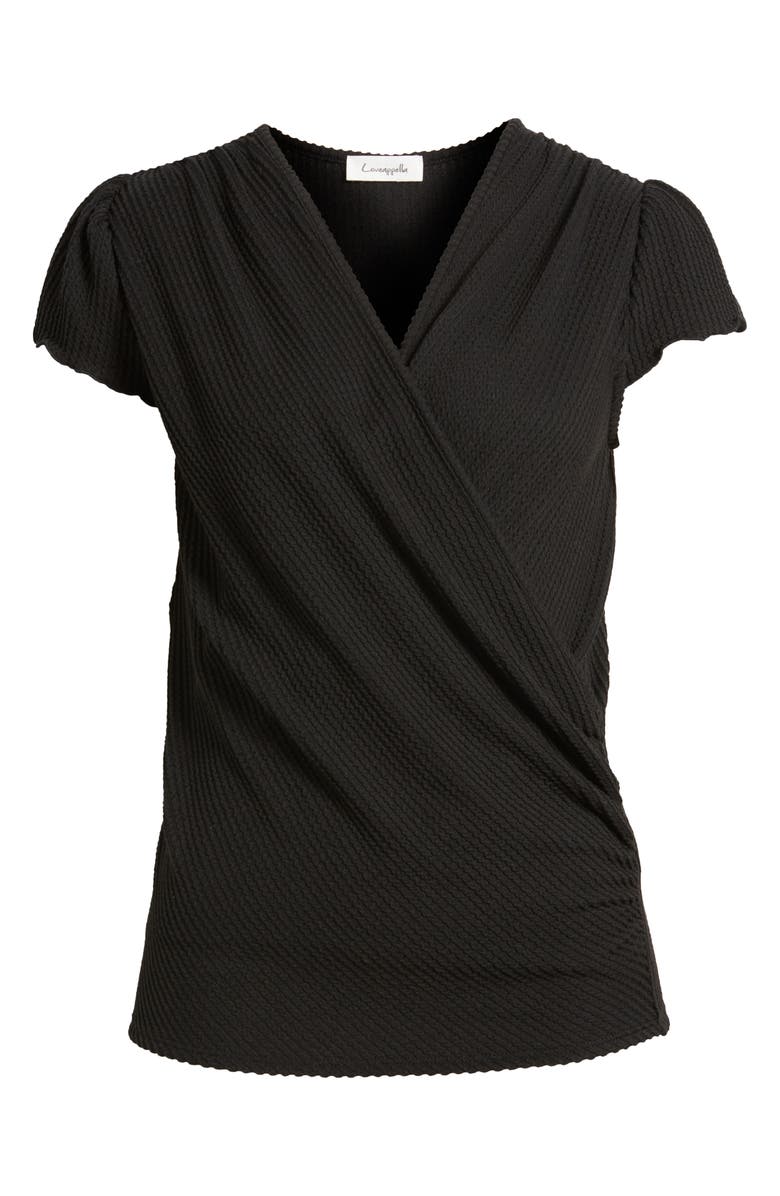 Loveappella Texture Wrap Front Top, Alternate, color, Black