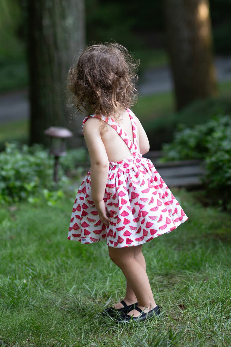 Girls Pinafore Dress, Alternate, color, Watermelons