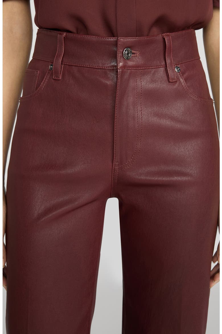The Leather Slim Palazzo Leather Pants, Alternate, color, CURRANT