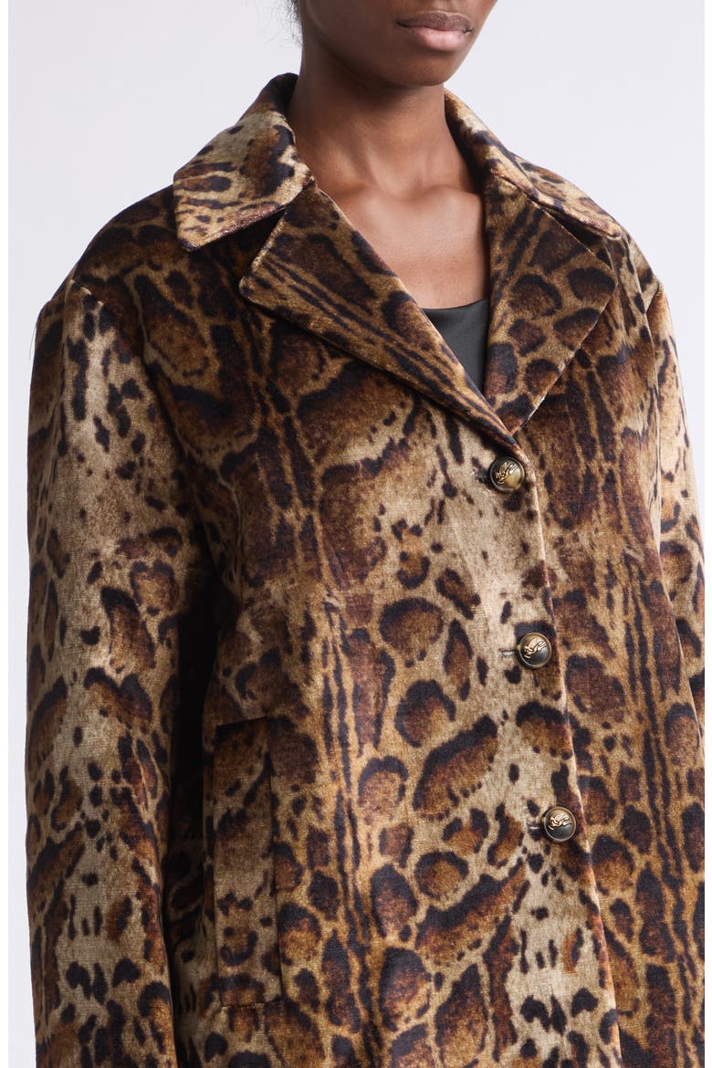 Leopard Print Cotton Blend Velveteen Coat, Alternate, color, PRINT ON BEIGE BASE