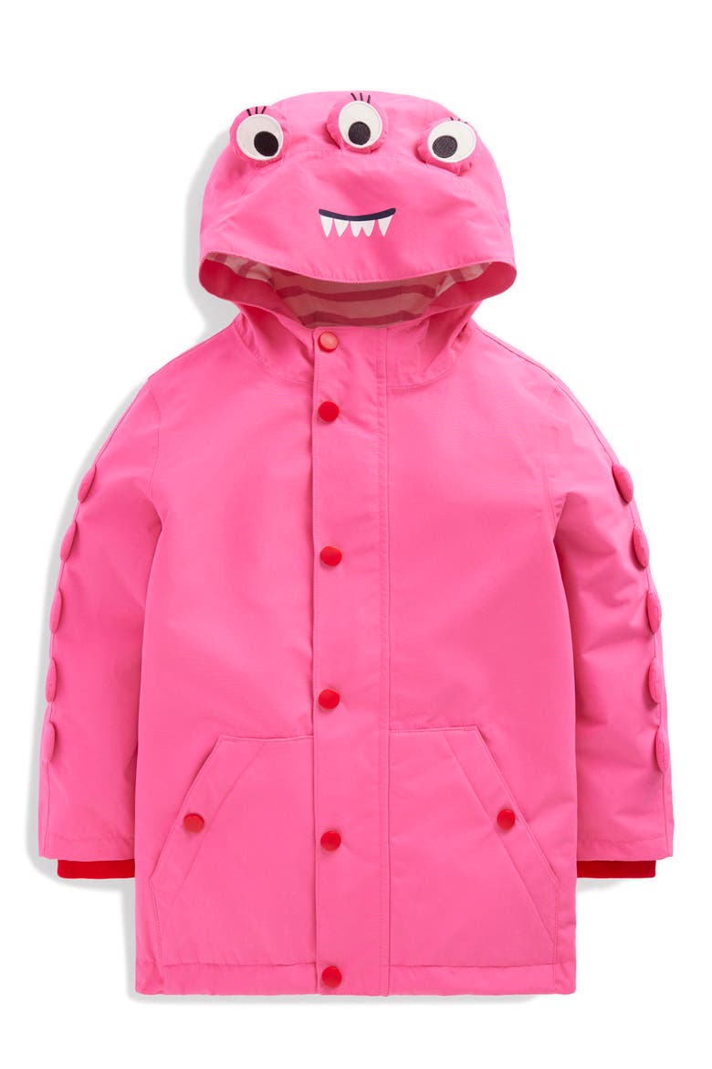Kids' Waterproof Hooded Jacket, Main, color, SORBET PINK MONSTER