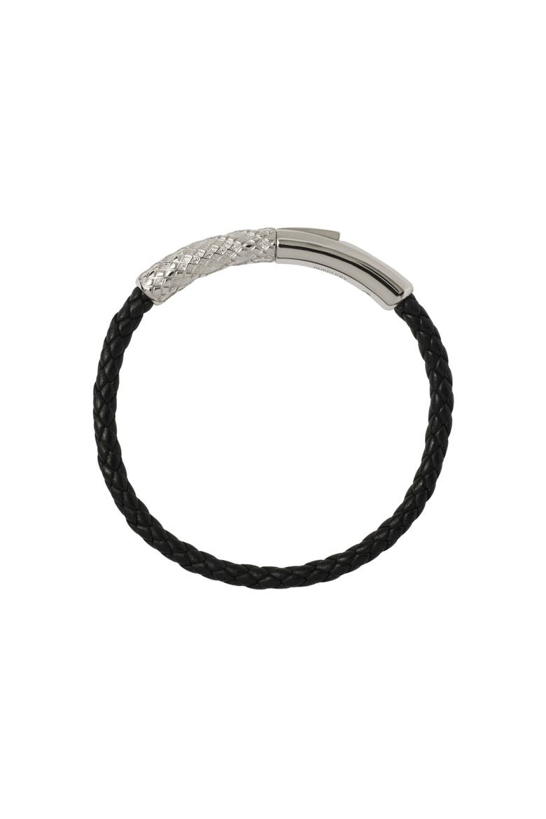 Leather Check Bracelet, Main, color, Silver/black