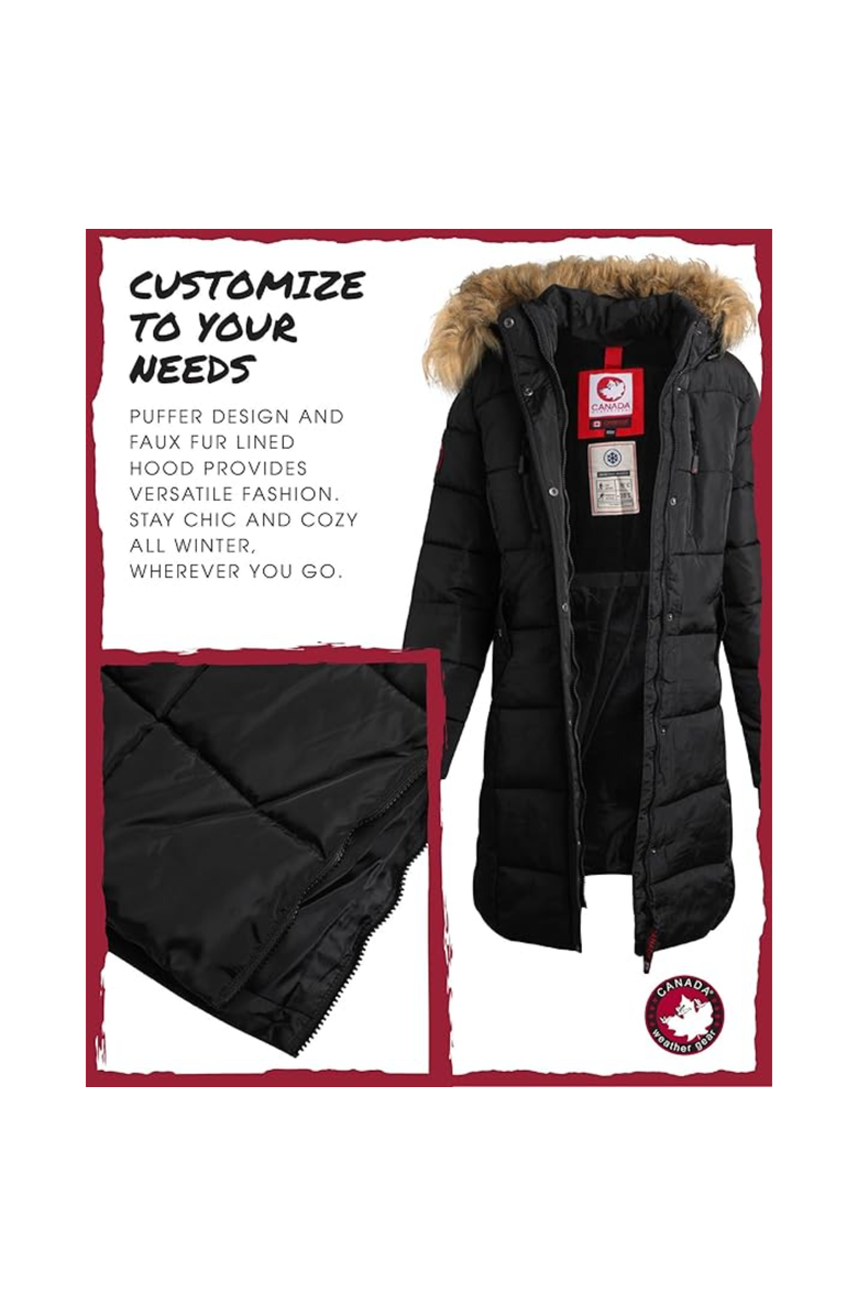 CANADA WEATHER GEAR Women's Heavyweight Long Parka Jacket, Alternate, color, Black