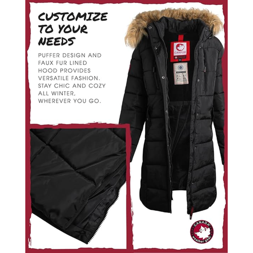 Canada Weather Gear Heavyweight Long Parka Jacket In Black