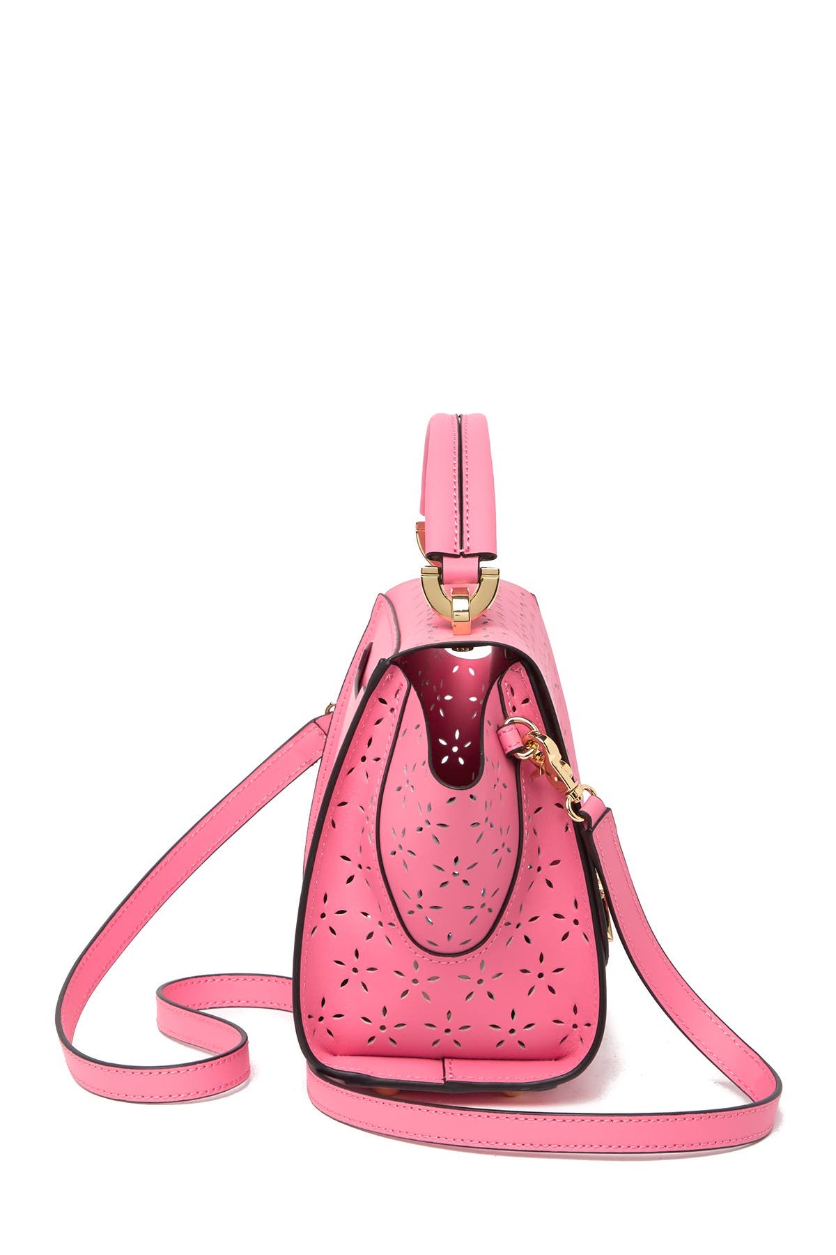 ZAC Zac Posen Eartha  Lasercut Floral Leather Top Handle Bag, Alternate, color, 