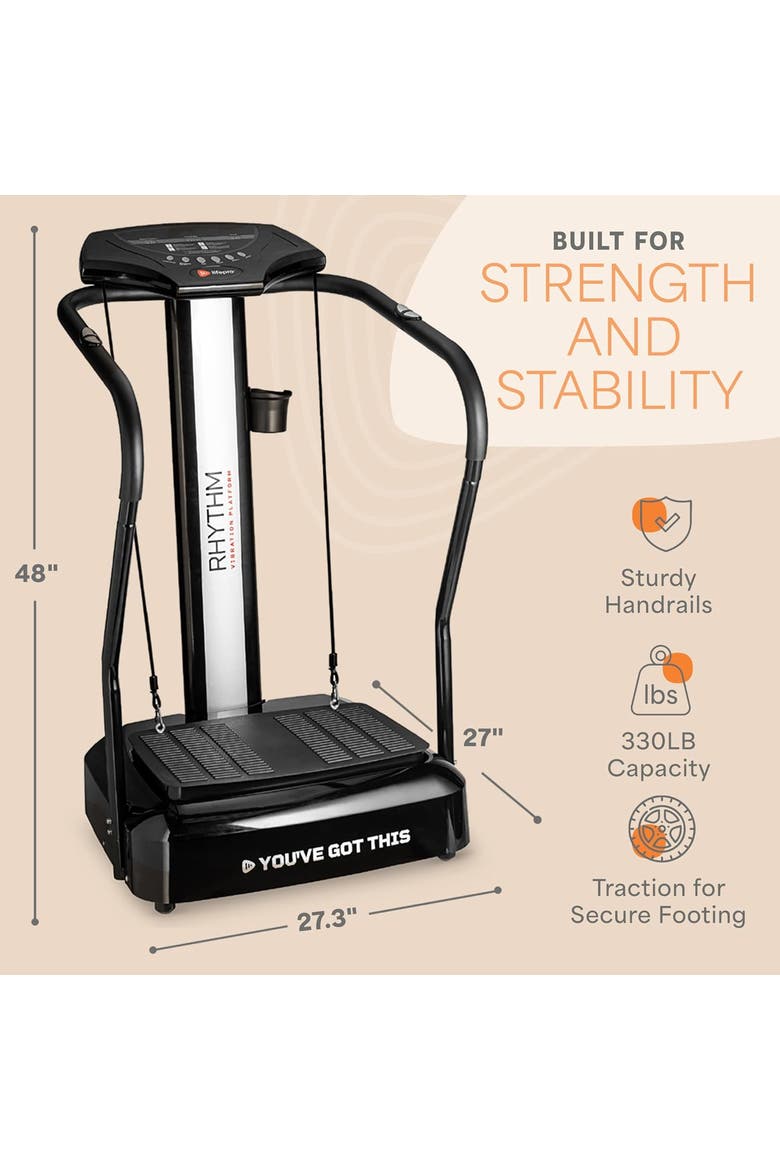 Rhythm Vibration Plate Exercise Machine with Handles & Heart Rate Monitor, Alternate, color, Black