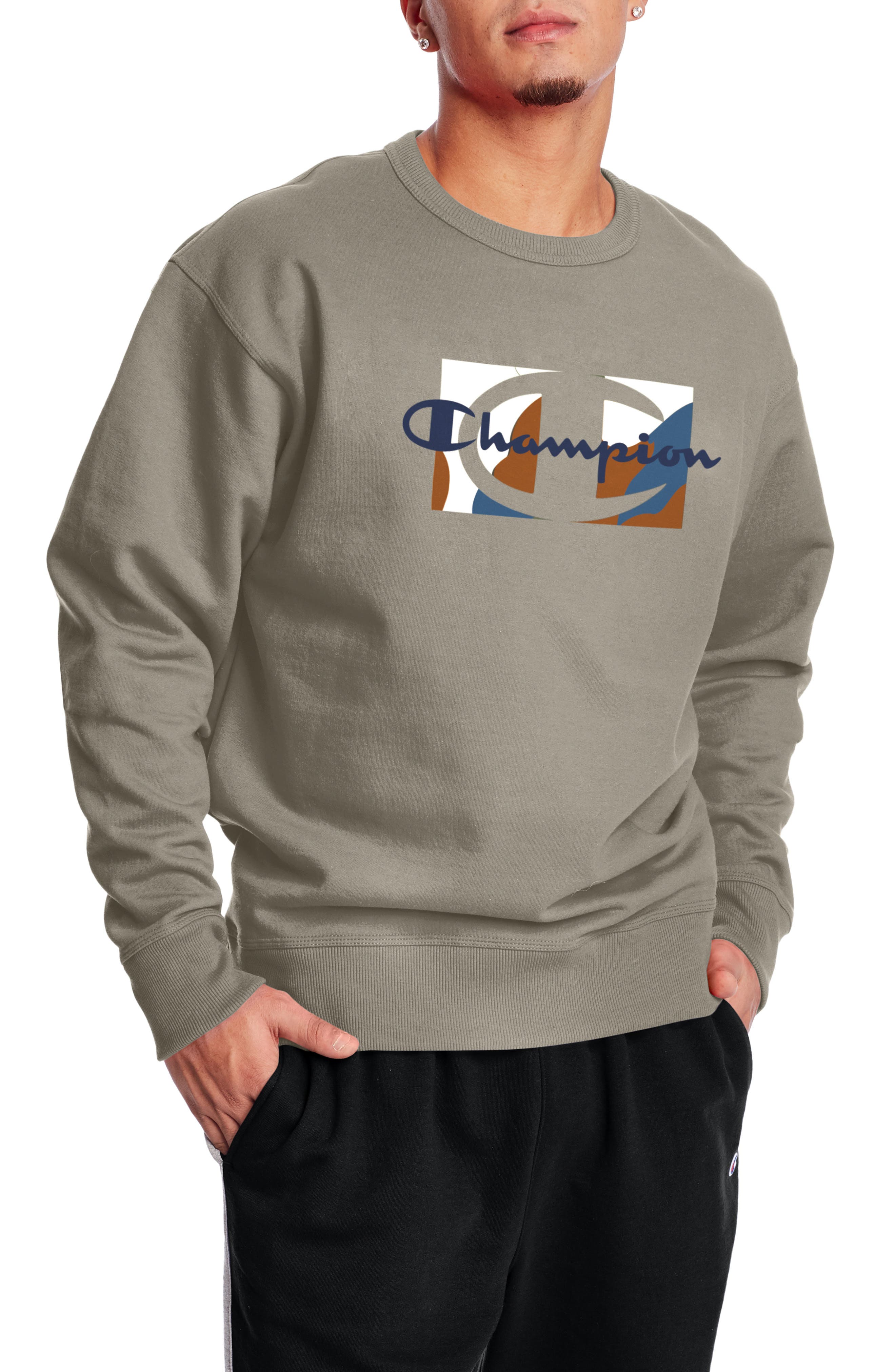 Champion Powerblend Graphic Crew Neck Sweater (Men) | Nordstromrack