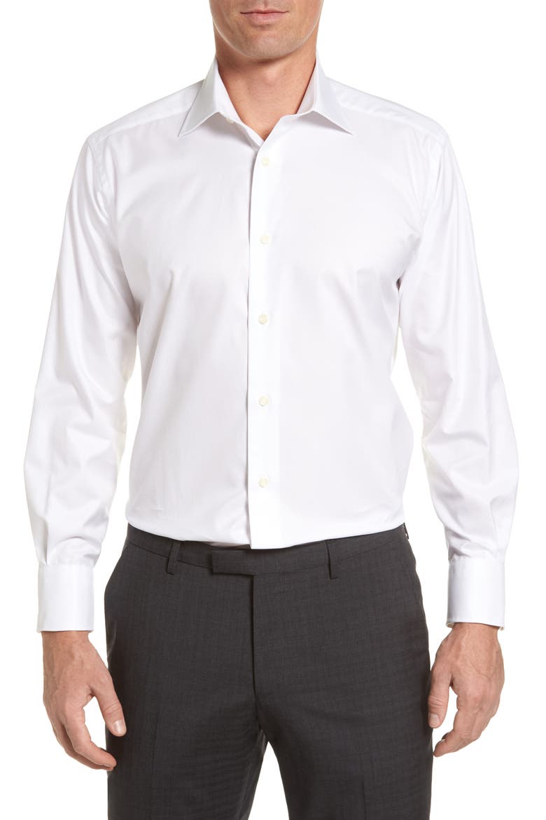 Regular Fit Superfine Twill Dress Shirt, Main, color, WHITE