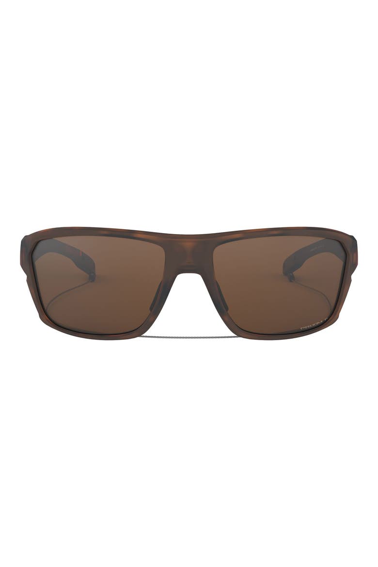 Split Shot 64mm Polarized Oversize Rectangle Sunglasses, Main, color, BROWN