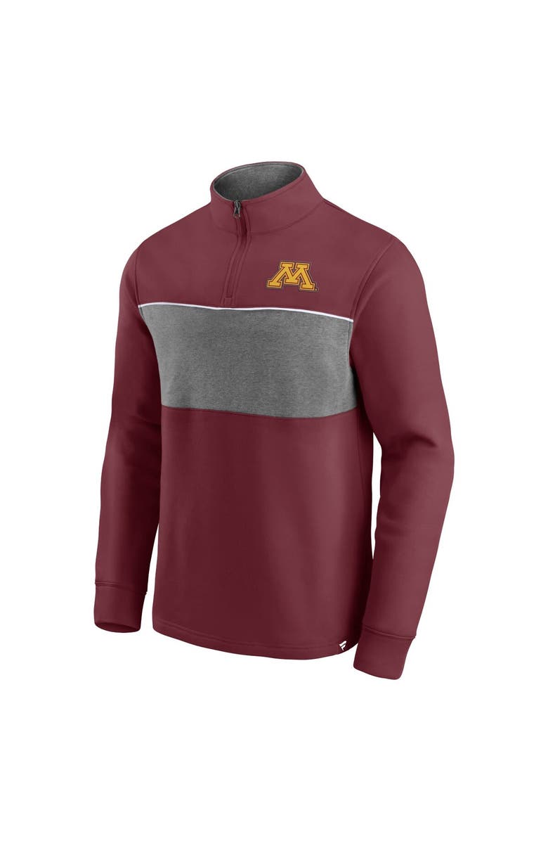 FANATICS Men's Fanatics Branded Maroon/Heathered Gray Minnesota Golden Gophers Primary Logo Quarter-Zip Jacket, Alternate, color,