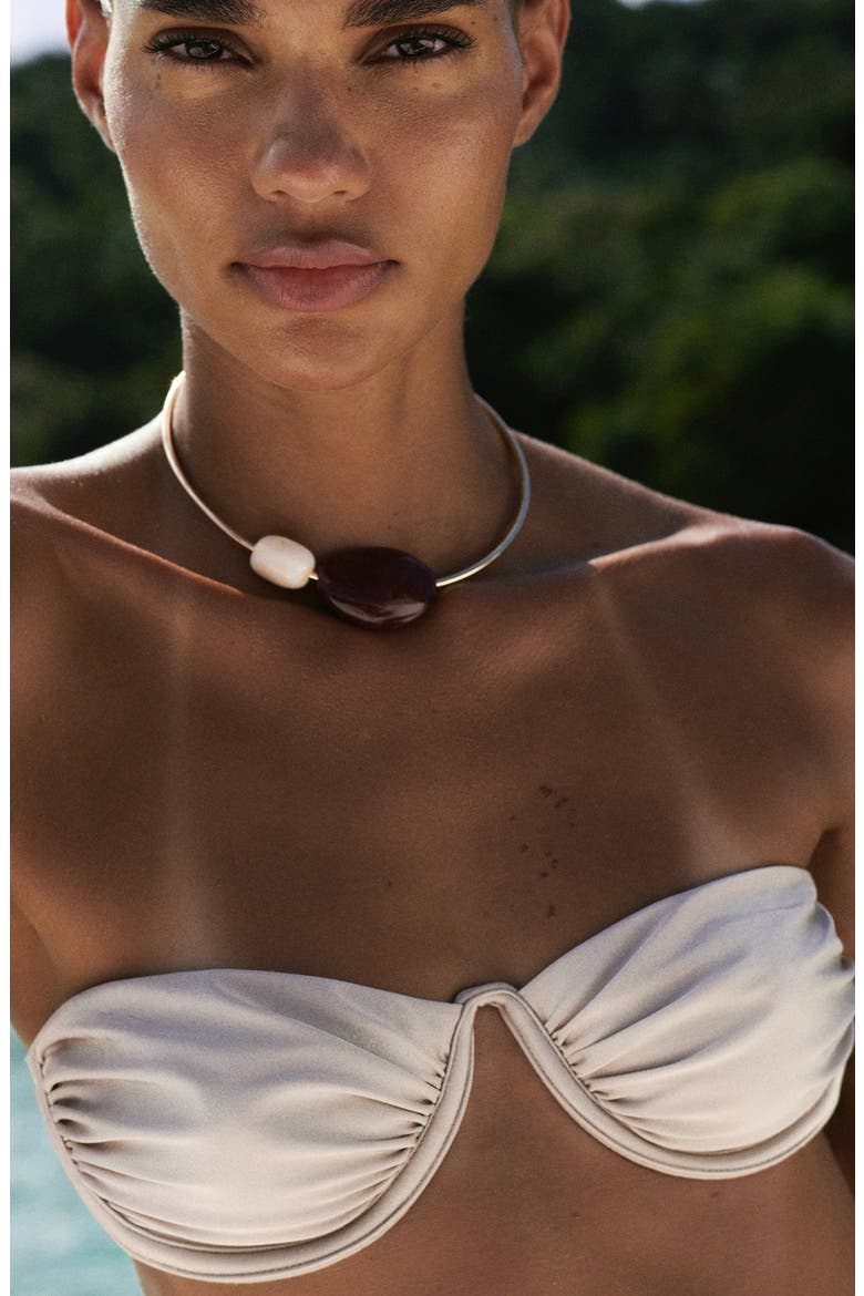 Shiny Bikini Top, Alternate, color, LIGHT/ PASTEL GREY