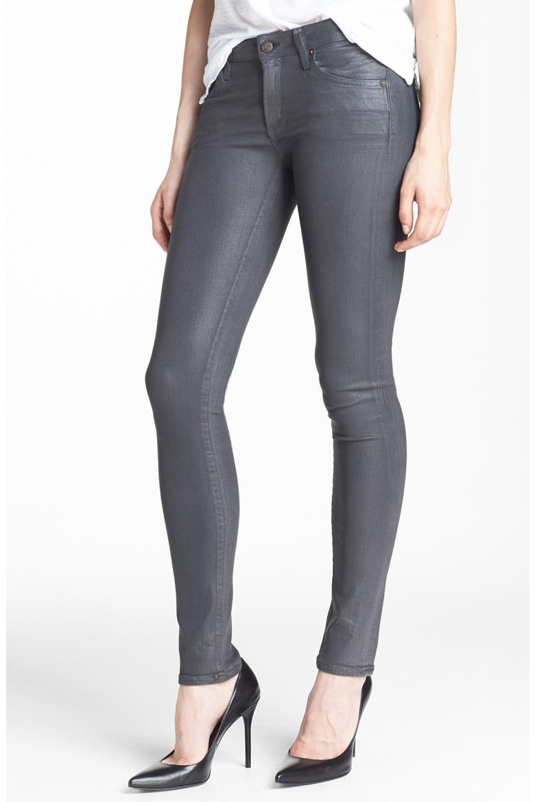 'Racer' Low Rise Coated Jeans, Main, color, SMOKE TONE